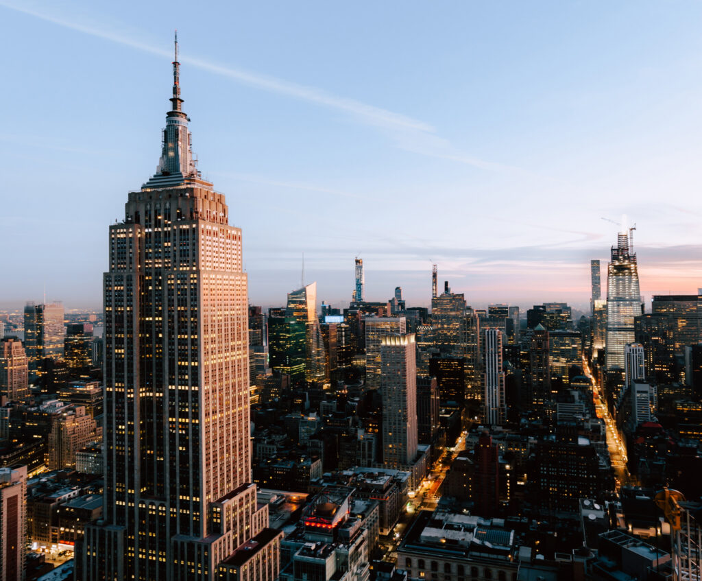 New York City view with Empire State Building in the foreground