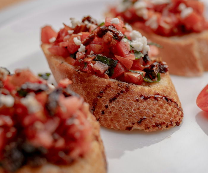 Close up of bruschetta appetizer